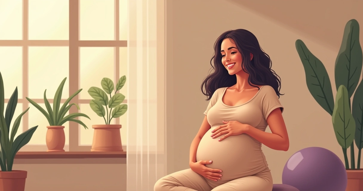 Gestante sorrindo com expressão de confiança em ambiente acolhedor de parto natural