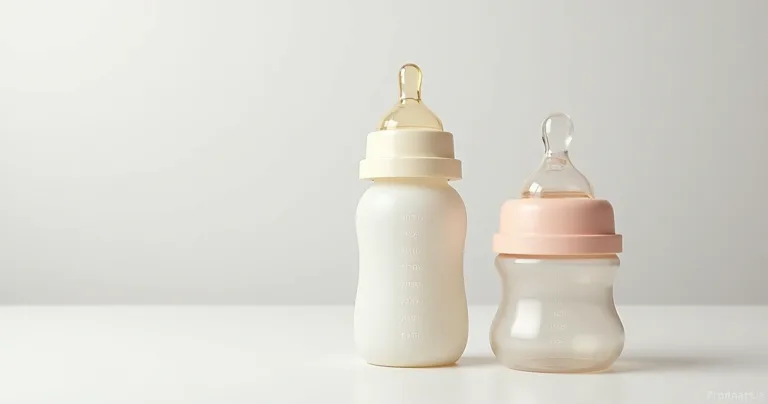 Duas mamadeiras para recém-nascidos em fundo branco com bicos de silicone e sistema anti-cólica
